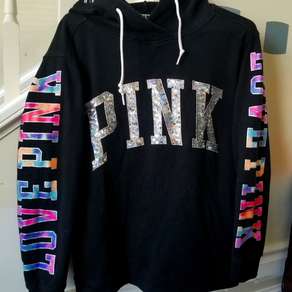 Victoria Secret PINK watercolor bling hoodie (rare)